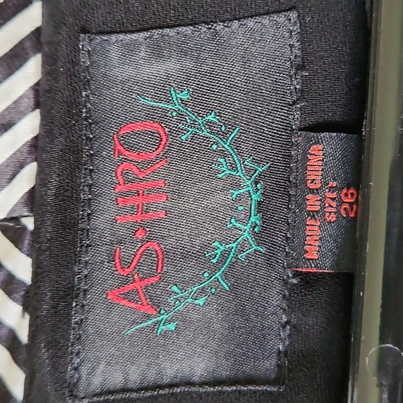 AS•HRO Womens Vintage Blazer Black w/ Striped Black n White Satin Trim Sz 26 EUC - Picture 8 of 13